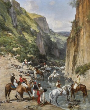  riders - RIDERS IN A RAVINE Victor Huguet Orientalist